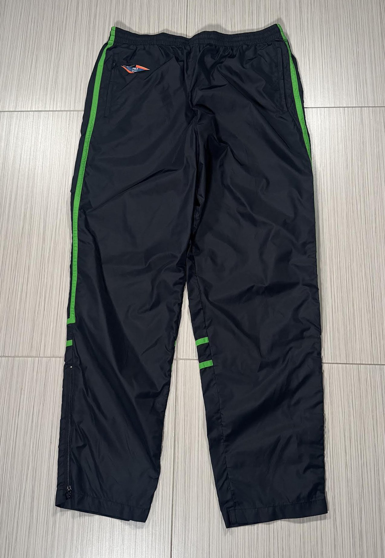 Vintage Polo Sport Ralph Lauren Black / Green Windbreaker Pants